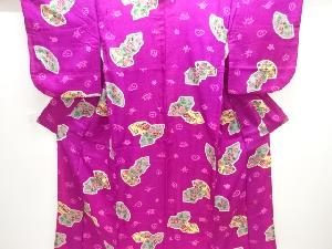 アンティーク　地紙に花模様着物